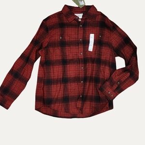 Goodfellow & Co Red and Black Plaid Button-Down Shirt